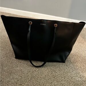 Authentic FURLA Eden Black Leather Tote Bag